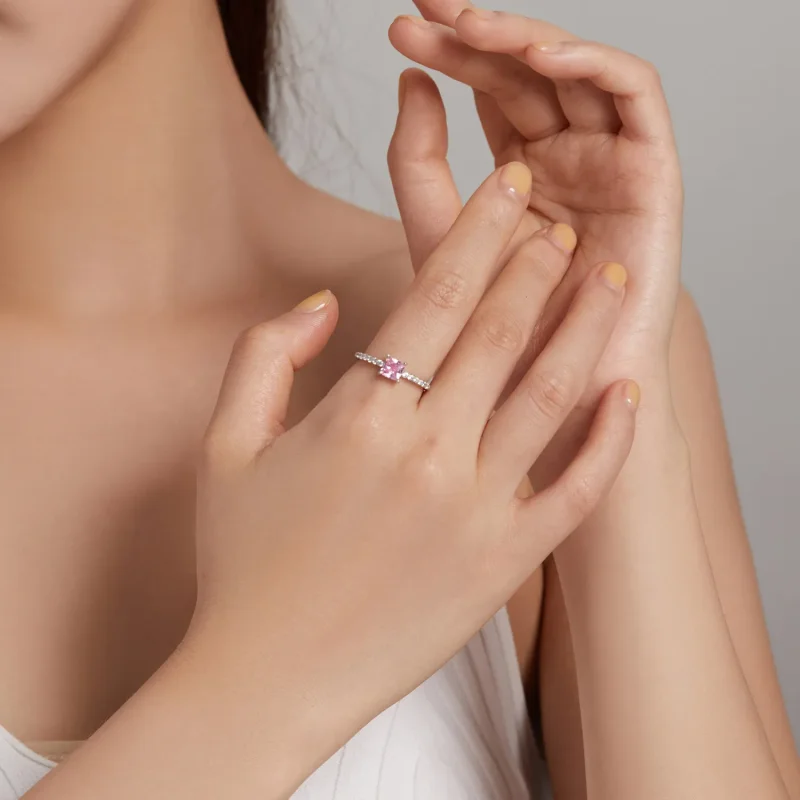 (bild till) Pandora-stil Square Sparkle Halo-ring - BSR191 - View 10