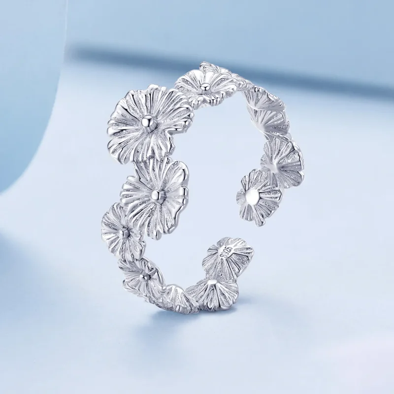 (bild till) Pandora Style Classic Daisy Flower Band Open Ring - BSR382 - View 2