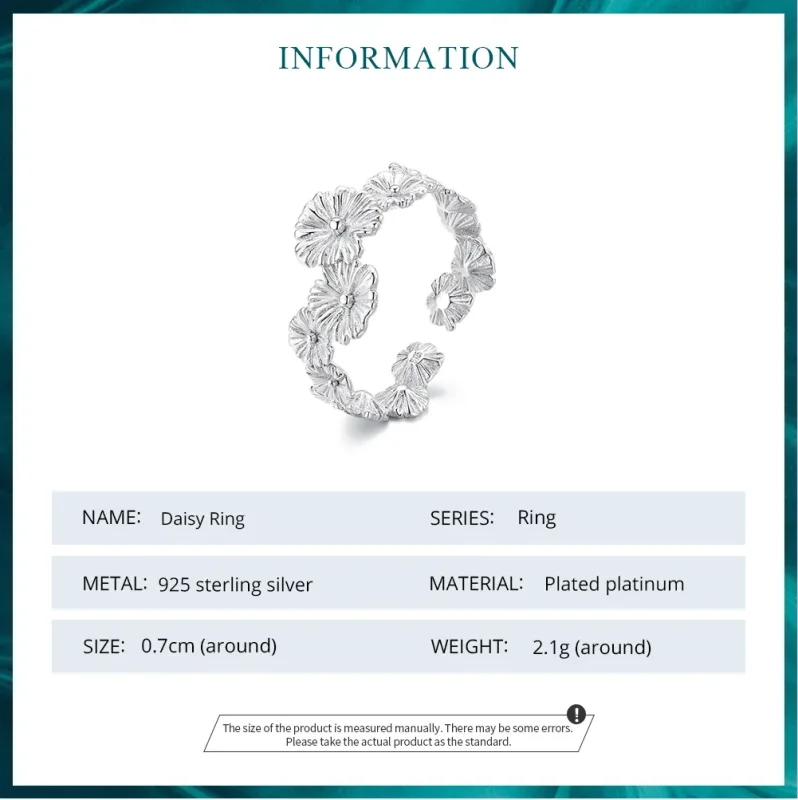 (bild till) Pandora Style Classic Daisy Flower Band Open Ring - BSR382 - View 6