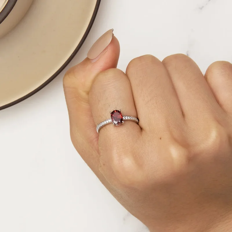 (bild till) Pandora-stil Röd Ring - BSR460-RD - View 6