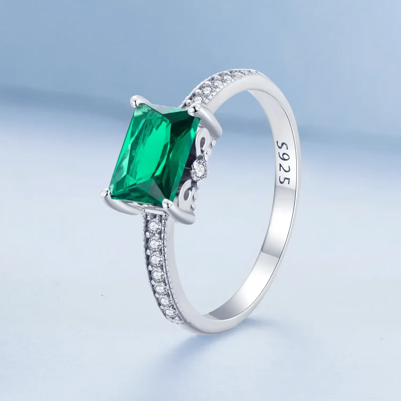 (bild till) Pandora-stil Grön Stenen Ring - BSR461 - View 2