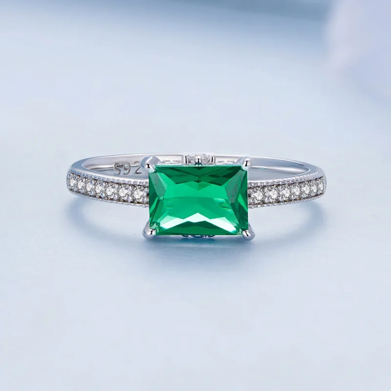 (bild till) Pandora-stil Grön Stenen Ring - BSR461 - View 3
