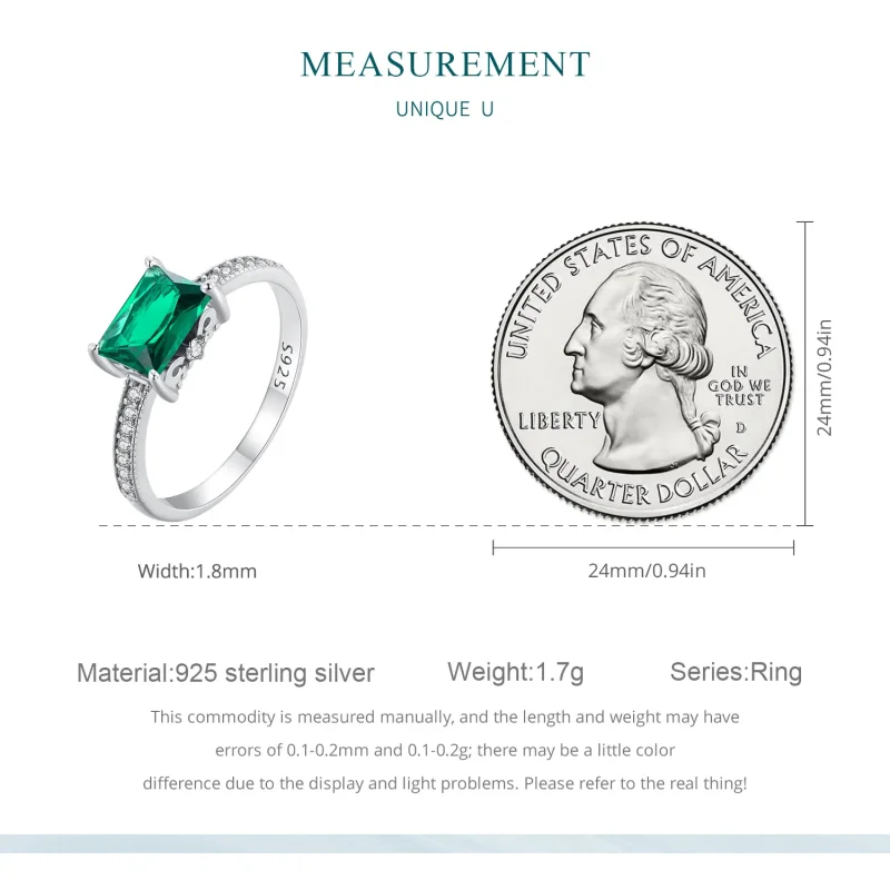 (bild till) Pandora-stil Grön Stenen Ring - BSR461 - View 7