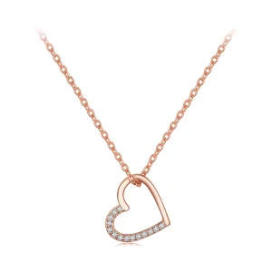 (bild till) Pandora-stil Roséguldshjärtahalsband - SCN347-C