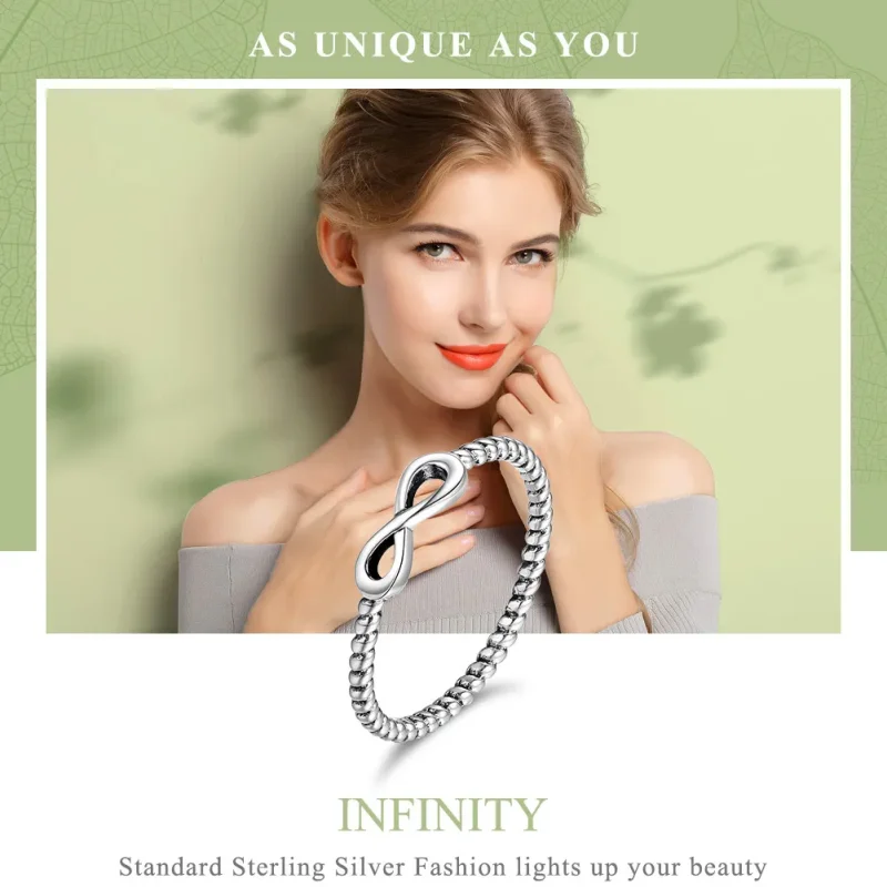 (bild till) Pandora-stil Silver Infinity Ring - SCR094 - View 2