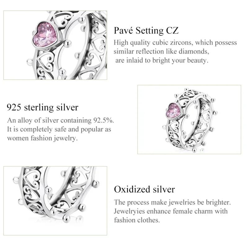 (bild till) Pandora-stil Glittrande Hjärta Ring - SCR788 - View 4