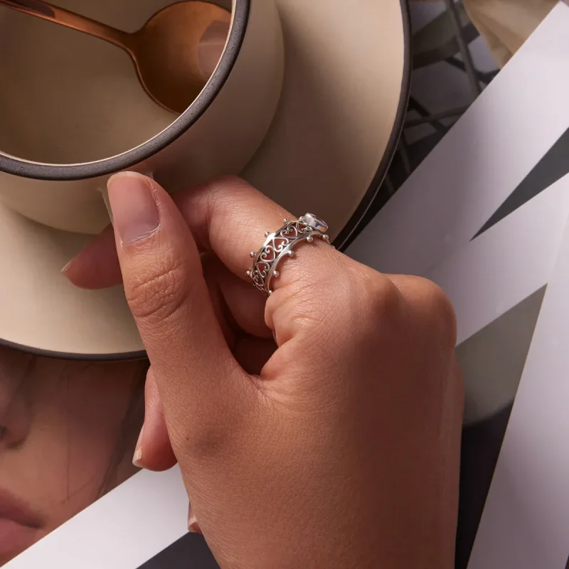 (bild till) Pandora-stil Glittrande Hjärta Ring - SCR788 - View 7