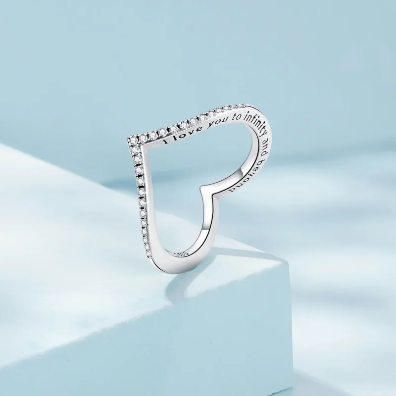 (bild till) Pandora-stil Hjärtes Önskeben Ring - SCR856 - View 2