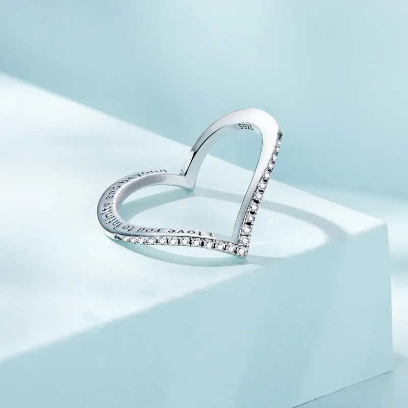 (bild till) Pandora-stil Hjärtes Önskeben Ring - SCR856 - View 3