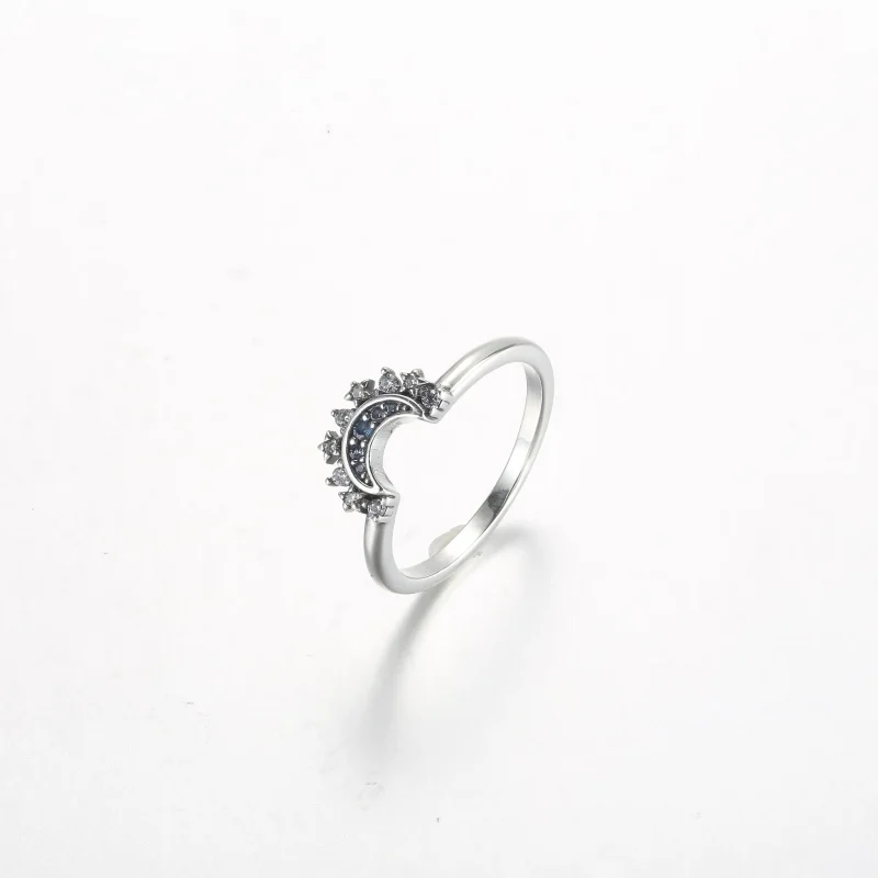 (bild till) Pandora Celestial Blue Sparkling Moon Ring - 192675C01 - View 2