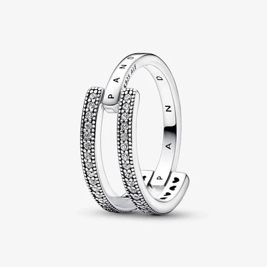 (bild till) Pandora Signaturlogo & Pavé Dubbel Band Ring - 192779C01