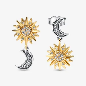 (bild till) Pandora Two-tone Reversed Sun & Moon Stud Earrings - 262442C01