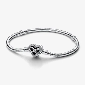 (bild till) Pandora Moments Glittrande Oändlighetshjärtlås Ormkedjearmband - 592645C01
