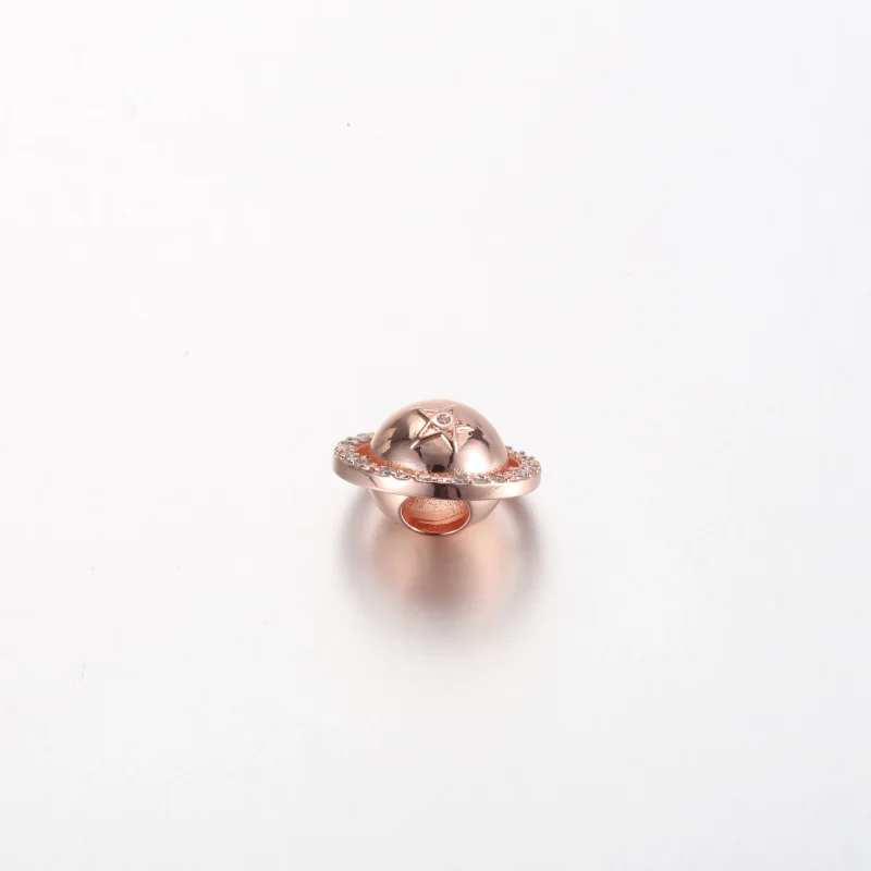 (bild till) Pandora Saturn planet 14k roséguldpläterad charm med klar kubisk zirkonia - 7824 - View 3
