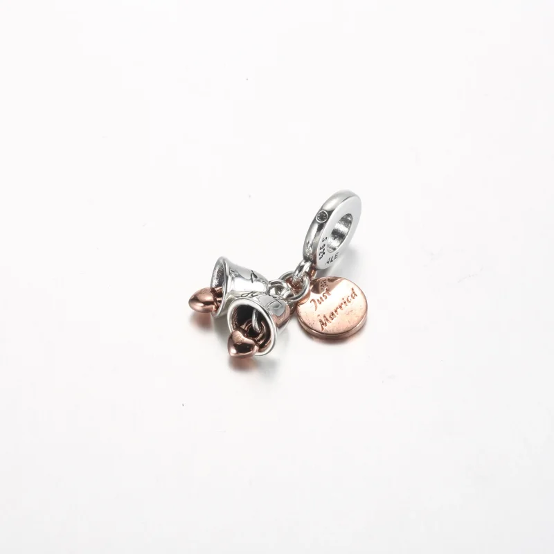 (bild till) Pandora Two-tone Bröllopsklockor Dubbelhänge Charm - 782592C01 - View 2