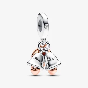 (bild till) Pandora Two-tone Bröllopsklockor Dubbelhänge Charm - 782592C01