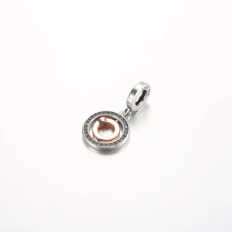 (bild till) Pandora Love roterande stängdhetsilver och förgyllt 14 k roséguld hängsmycke - 7 - View 2