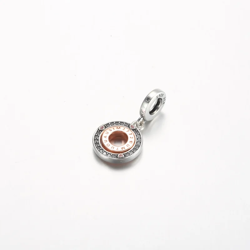 (bild till) Pandora MSG roterande sterling silver och 14k rosenguld-förgyllt hängsmycke - 78 - View 2