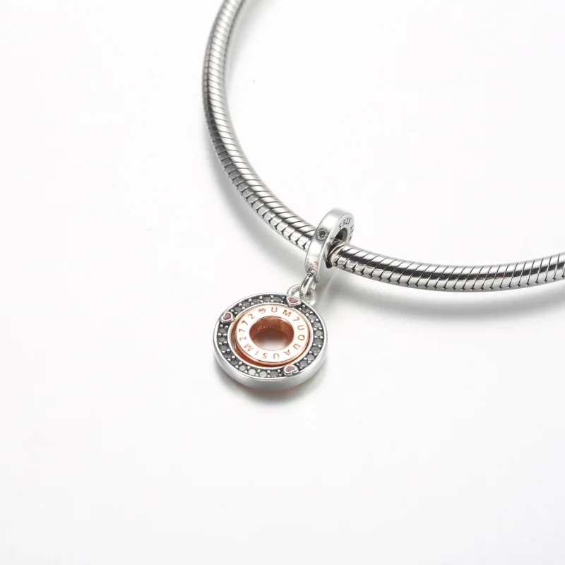(bild till) Pandora MSG roterande sterling silver och 14k rosenguld-förgyllt hängsmycke - 78 - View 4