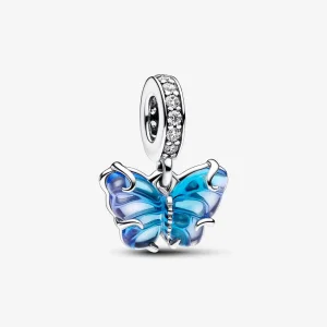 (bild till) Pandora Blå Murano-glasfjäril Hängecharm - 792698C01