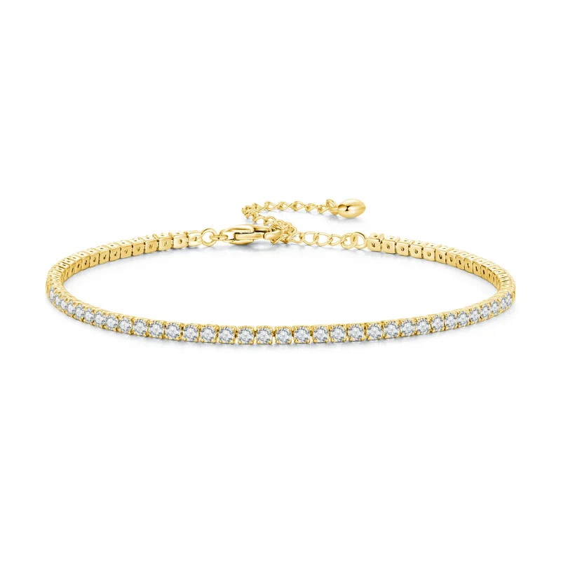 (bild till) Pandora-stil Guldfärgad Exklusiv Zirkonkedjearmband - BSB097-B - View 9