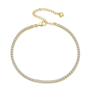 (bild till) Pandora-stil Guldfärgad Exklusiv Zirkonkedjearmband - BSB097-B