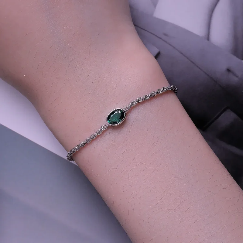 (bild till) Pandora-stil Lätt Lyx Grön Zirkonia Chopard Armband - BSB116 - View 5