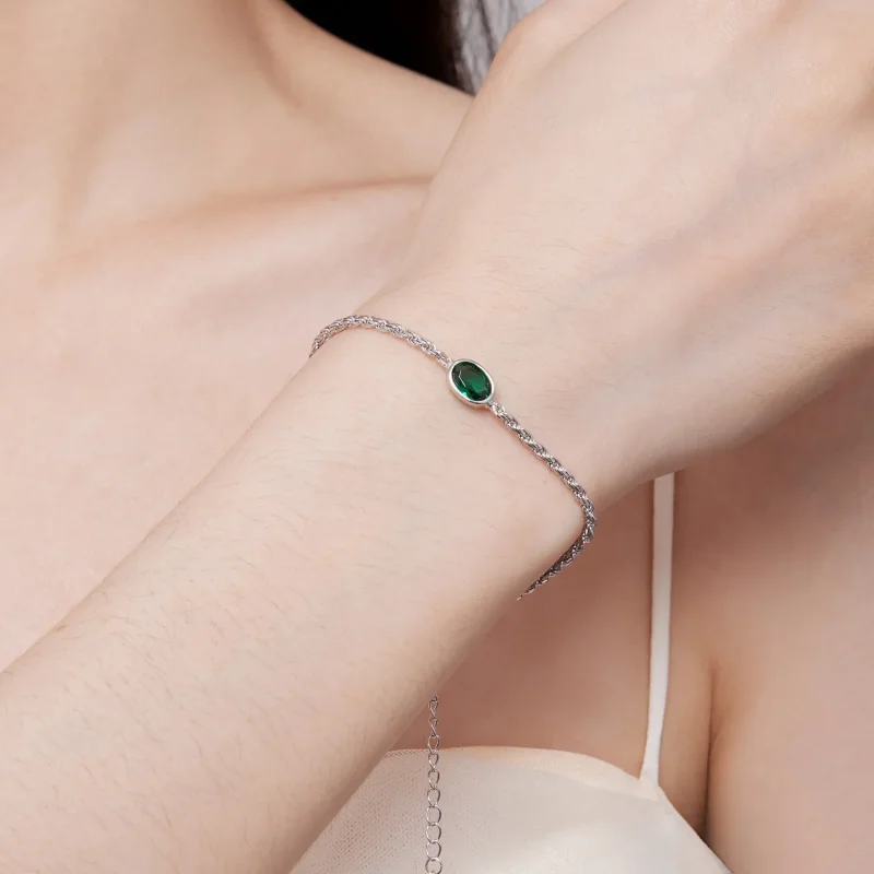 (bild till) Pandora-stil Lätt Lyx Grön Zirkonia Chopard Armband - BSB116 - View 6