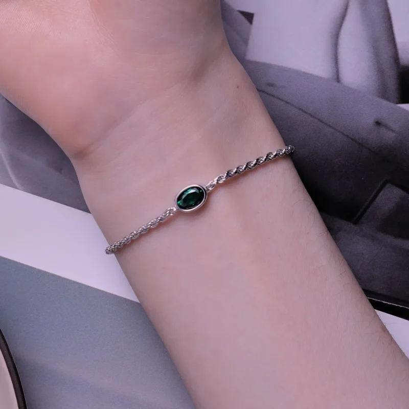 (bild till) Pandora-stil Lätt Lyx Grön Zirkonia Chopard Armband - BSB116 - View 7