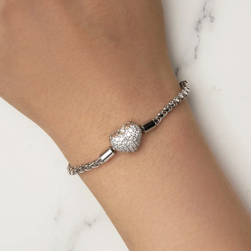 (bild till) Pandora-stil Hjärtformad Glittrande Kedjearmband - BSB133 - View 5