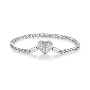 (bild till) Pandora-stil Hjärtformad Glittrande Kedjearmband - BSB133