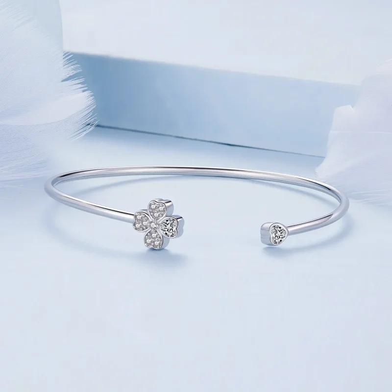 (bild till) Pandora-stil Fyrklöver Öppet Armband - BSB134 - View 3