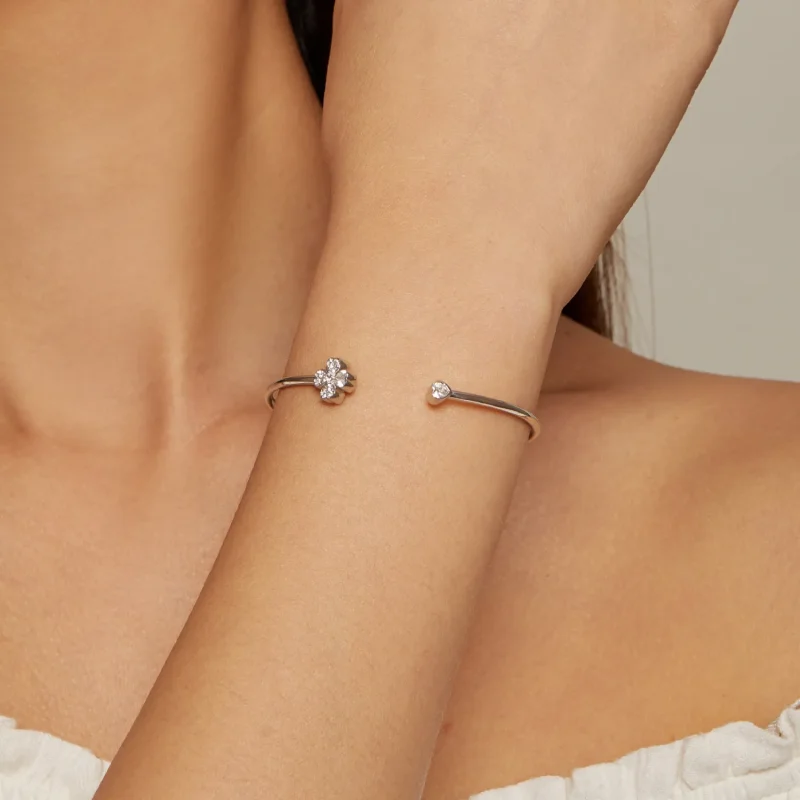 (bild till) Pandora-stil Fyrklöver Öppet Armband - BSB134 - View 5