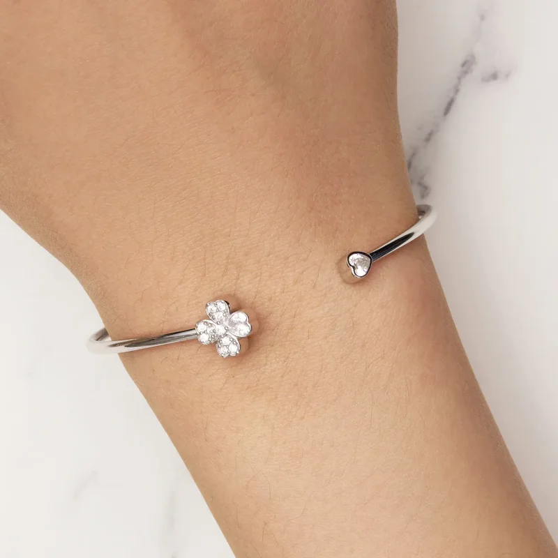 (bild till) Pandora-stil Fyrklöver Öppet Armband - BSB134 - View 6