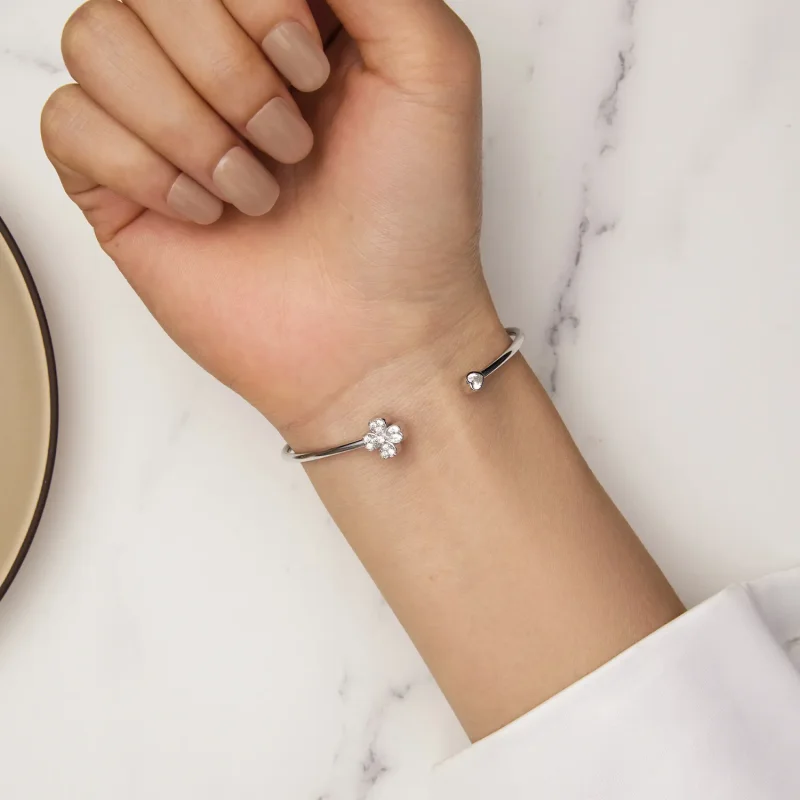 (bild till) Pandora-stil Fyrklöver Öppet Armband - BSB134 - View 7