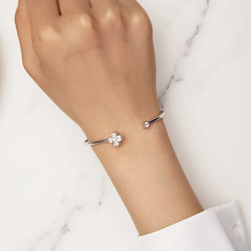 (bild till) Pandora-stil Fyrklöver Öppet Armband - BSB134 - View 8