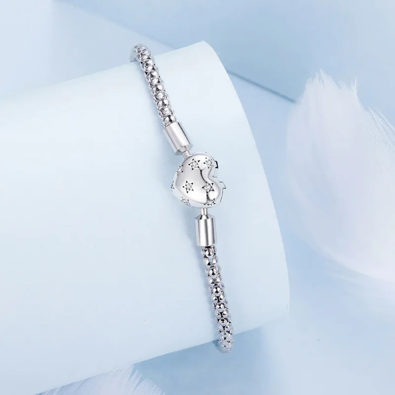 (bild till) Pandora-stil Hjärtformad Grundläggande Kedjearmband - BSB135 - View 3