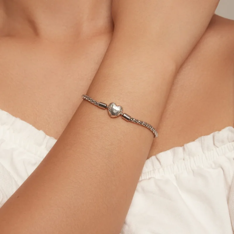 (bild till) Pandora-stil Hjärtformad Grundläggande Kedjearmband - BSB135 - View 4
