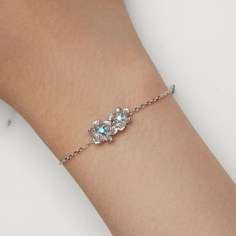 (bild till) Pandora-stil Blommig Blå Kedjearmband - BSB138 - View 7