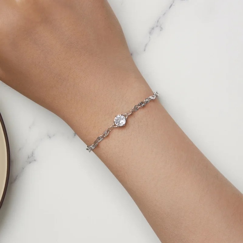 (bild till) Pandora-stil Zirkon Fin Glitter Kedjearmband - BSB142 - View 5