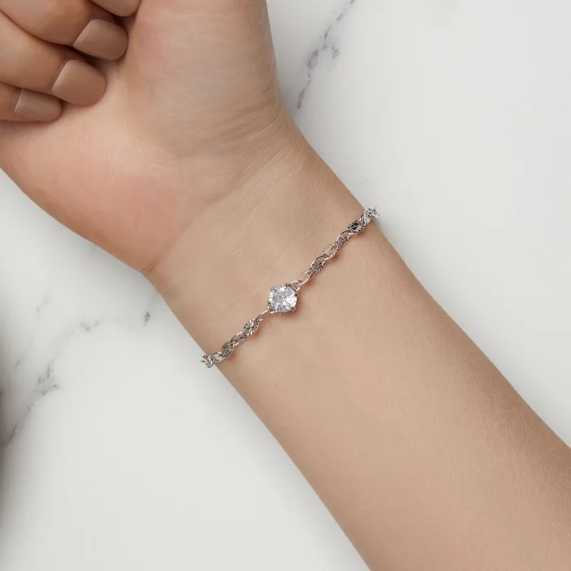 (bild till) Pandora-stil Zirkon Fin Glitter Kedjearmband - BSB142 - View 6