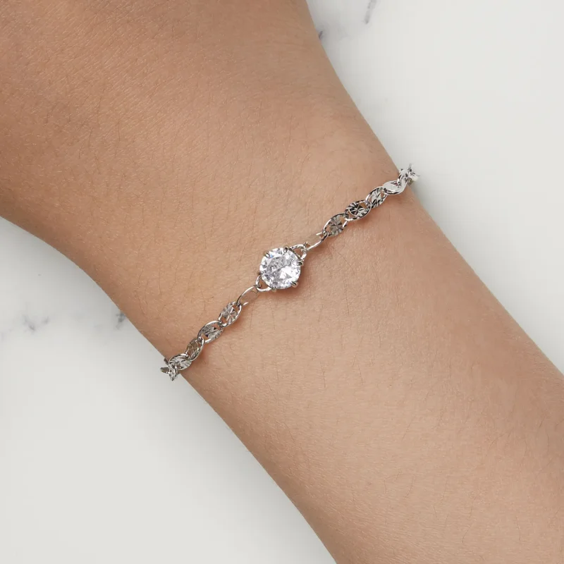 (bild till) Pandora-stil Zirkon Fin Glitter Kedjearmband - BSB142 - View 7