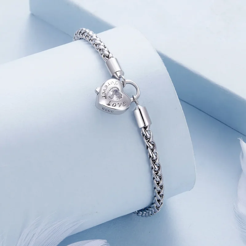 (bild till) Pandora-stil Hjärtlås Grundläggande Kedjearmband - BSB147 - View 2