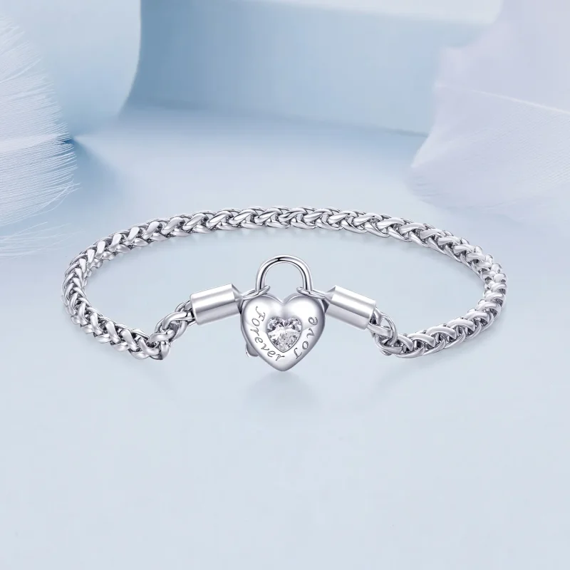 (bild till) Pandora-stil Hjärtlås Grundläggande Kedjearmband - BSB147 - View 3