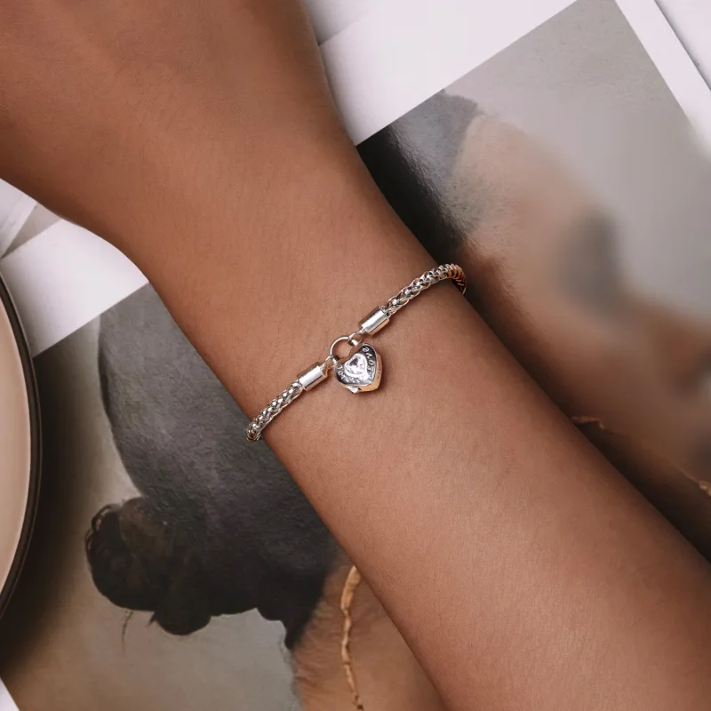 (bild till) Pandora-stil Hjärtlås Grundläggande Kedjearmband - BSB147 - View 4