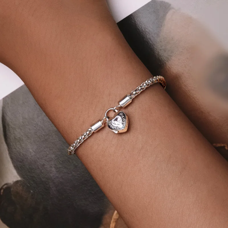 (bild till) Pandora-stil Hjärtlås Grundläggande Kedjearmband - BSB147 - View 5