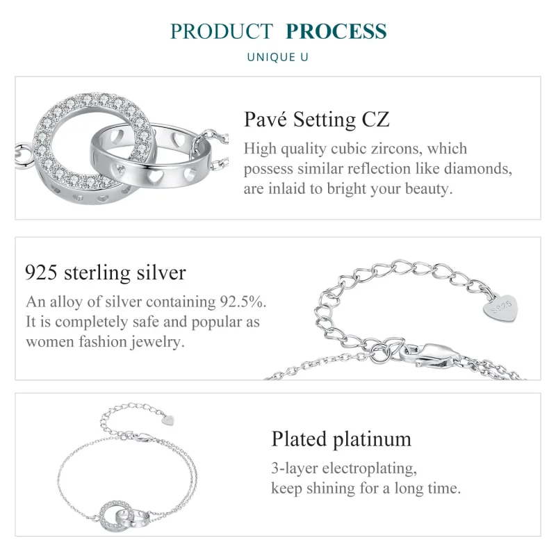 (bild till) Pandora-stil Dubbelkedje Armband - BSB151 - View 5