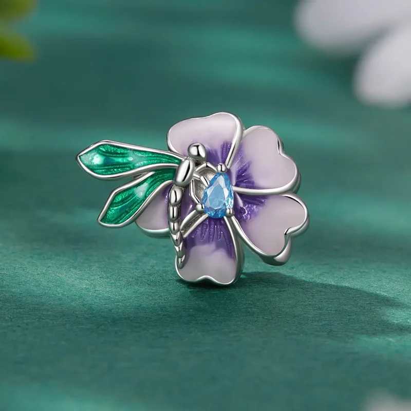 (bild till) Pandora-stil Fjärilsblomma Charm - BSC786 - View 2