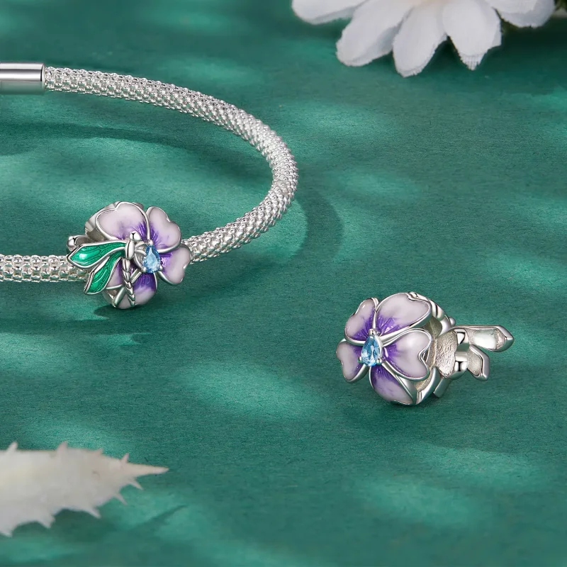 (bild till) Pandora-stil Fjärilsblomma Charm - BSC786 - View 4