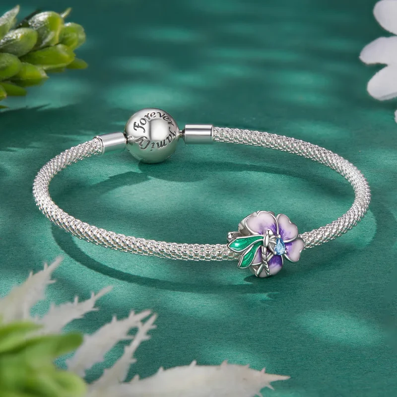 (bild till) Pandora-stil Fjärilsblomma Charm - BSC786 - View 5